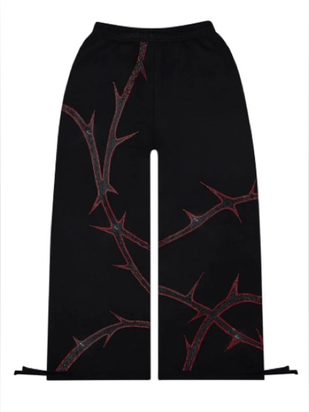Men's Black Joggers with Red Thorn Graphic Hip Hop. punk.